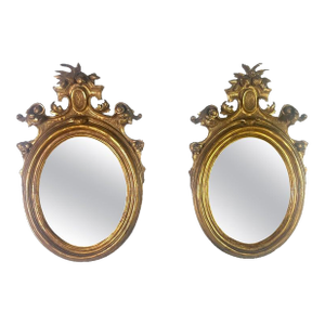 Pair of 19th Century Italian Rococo Style Giltwood Mirrors