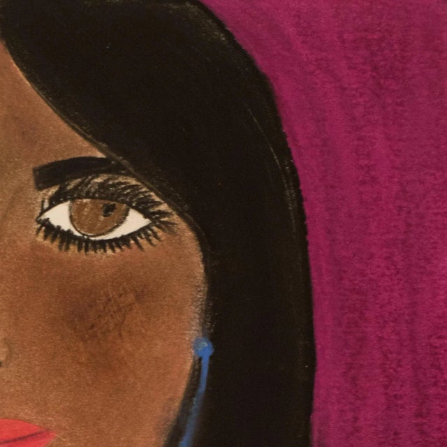 Abstract 2019 “American” Contemporary Expressionist Pastel Portrait Drawing on Paper by Maria Grazia Facciolà For Sale - Image 3 of 7