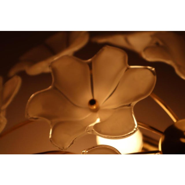 Metal Ceiling Lamp with White Murano Glass Flowers by Hosel, 1980s For Sale - Image 7 of 18