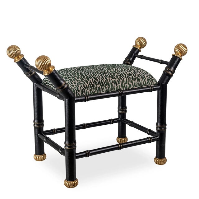 Black Boca Black Earl Emerald Animal Print Bamboo Bench For Sale - Image 8 of 8