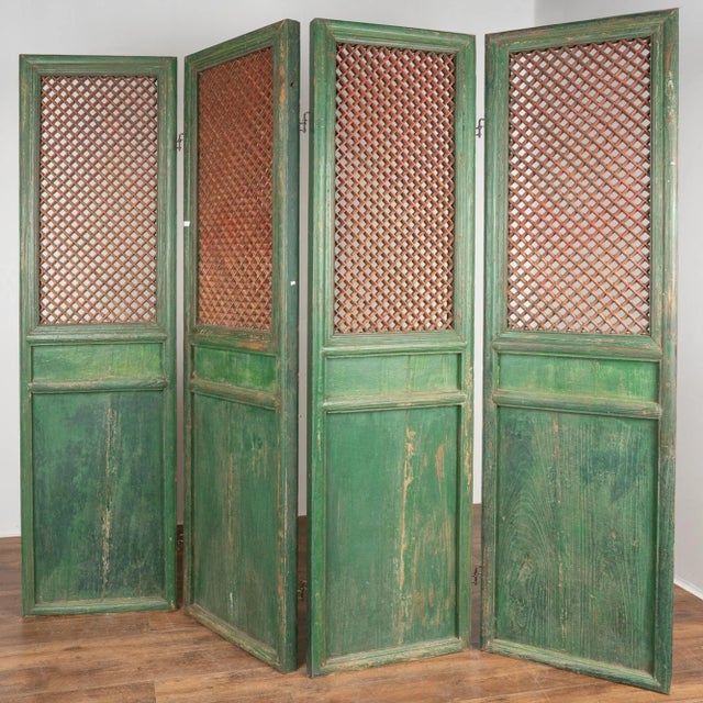 Green Painted Chinese Folding Screen Room Divider, Circa 184060 Chairish