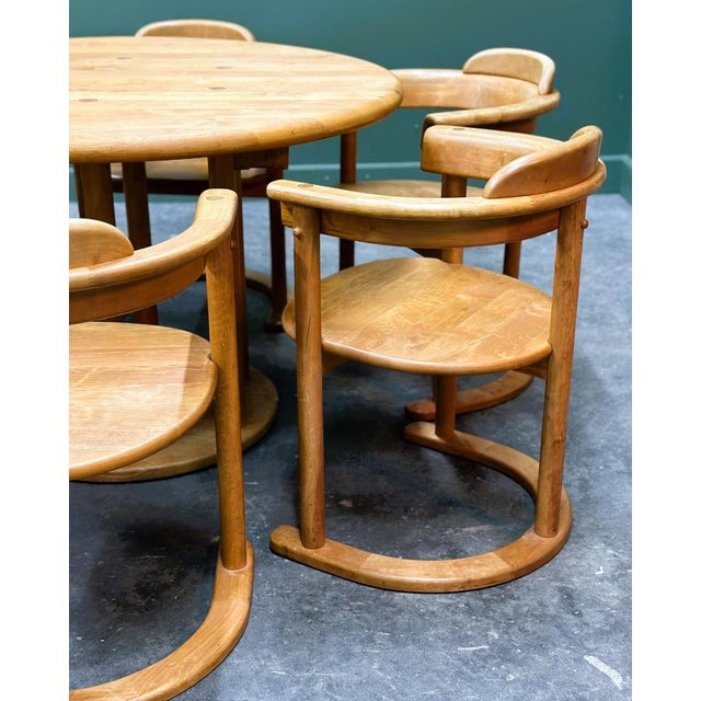 Table Dimension: Height 75cm Diameter 105cm Panel Width 48cm Extension 153cm x 105cm Chair Dimension : Height 73cm Width...