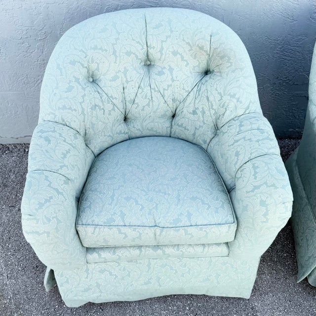 Vintage Mid Century Tufted Button Club Chairs by Ethan Allen - A Pair For Sale In West Palm - Image 6 of 11