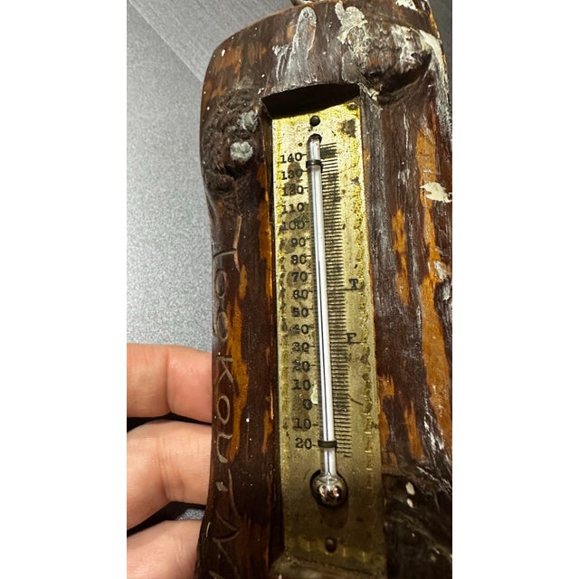 Antique Primitive Wooden Thermometer Dated July 27 1901 | Rustic Folk Art Cabin Decor | Early Americana For Sale - Image 9 of 12