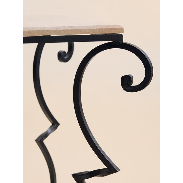 Metal The Vintage Granite Iron Scroll Console Table For Sale - Image 7 of 10