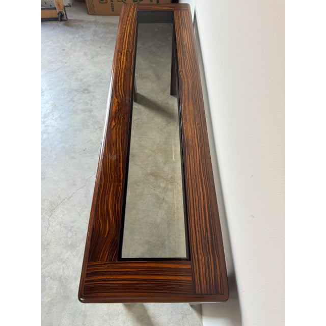 1970s Vintage Macassar Ebony Console Table With Smoked Glass Inset Top by Baker Furniture/ Sold For Sale - Image 5 of 12