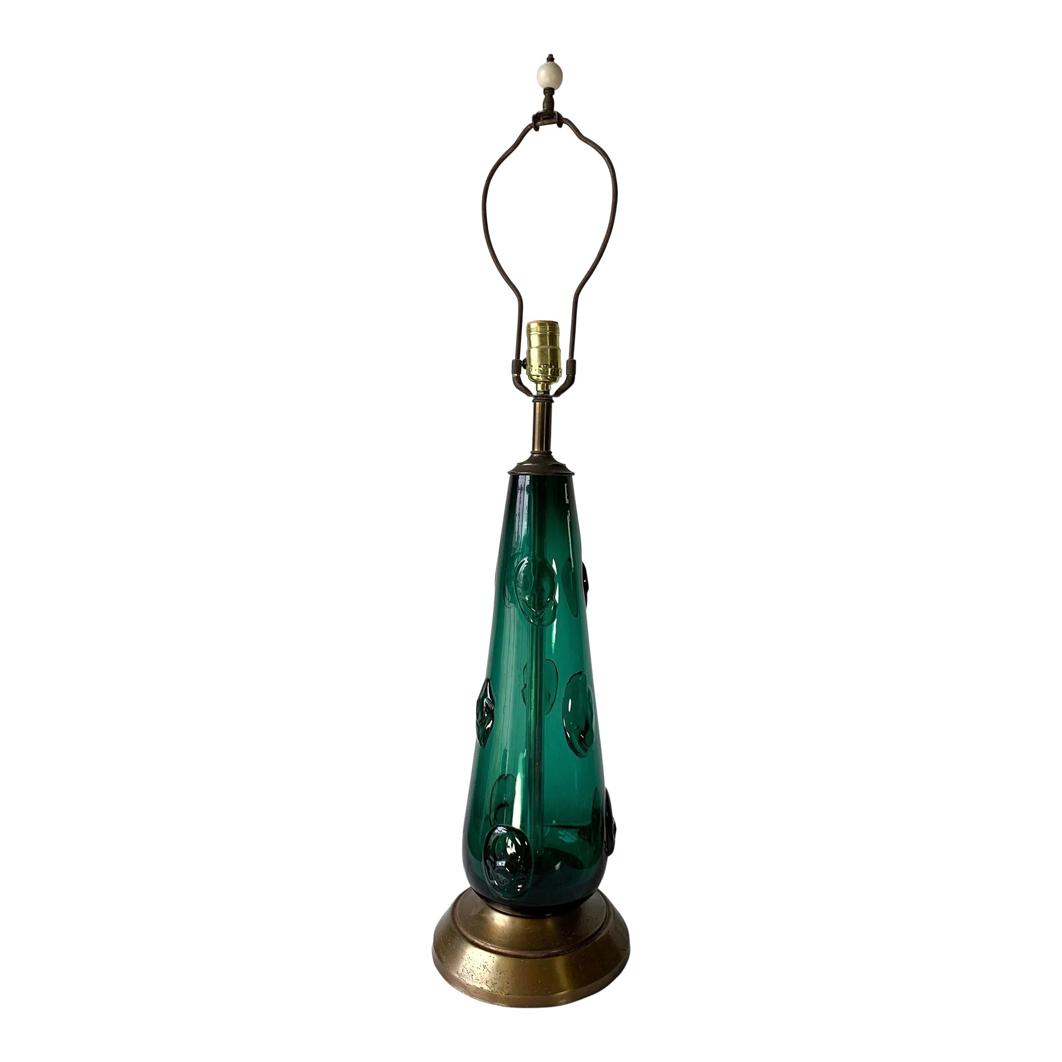 Mid-Century Modern Empoli Italian Glass Teal Green With Applied