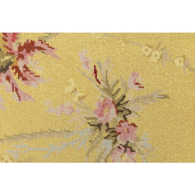 Vintage French Style Needlepoint Yellow Wool Rug With Chinoiserie Toile Border For Sale - Image 4 of 13