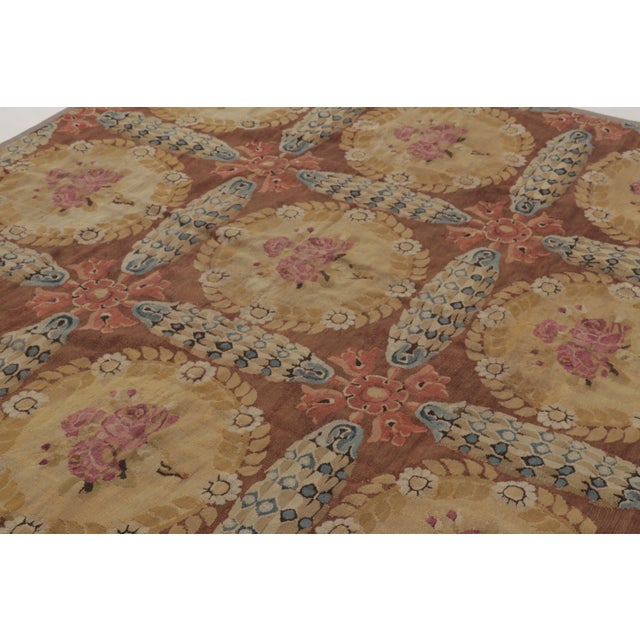 Antique 19th Century Aubusson Square Rug With Bold Floral Medallion - Rug & Kilim For Sale In New York - Image 6 of 11