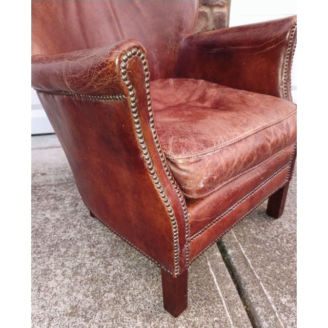 Academic Charm & Unmatched Craftsmanship With the Iconic Professor's Leather Chair From Restoration Hardware. For Sale - Image 9 of 12