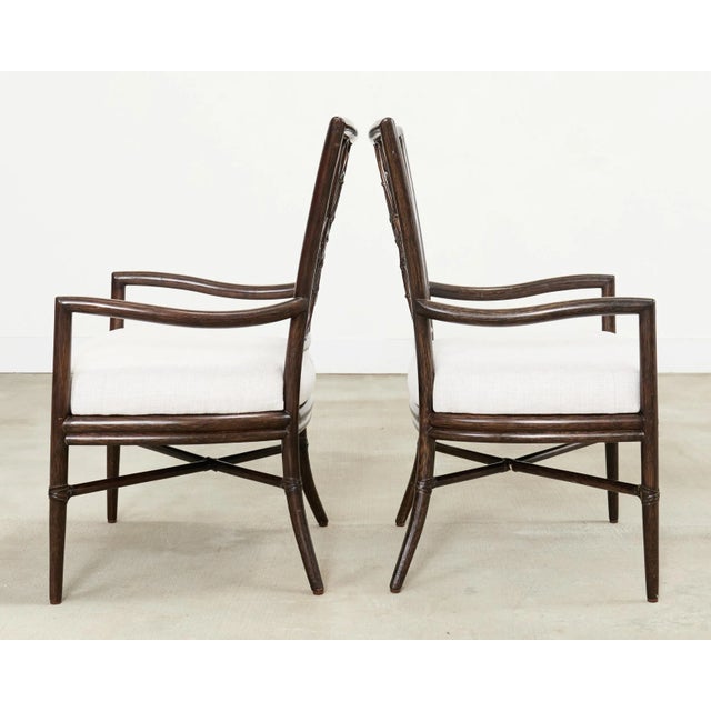 Wood Set of Four Barbara Barry Rattan Script Dining Chairs For Sale - Image 7 of 18