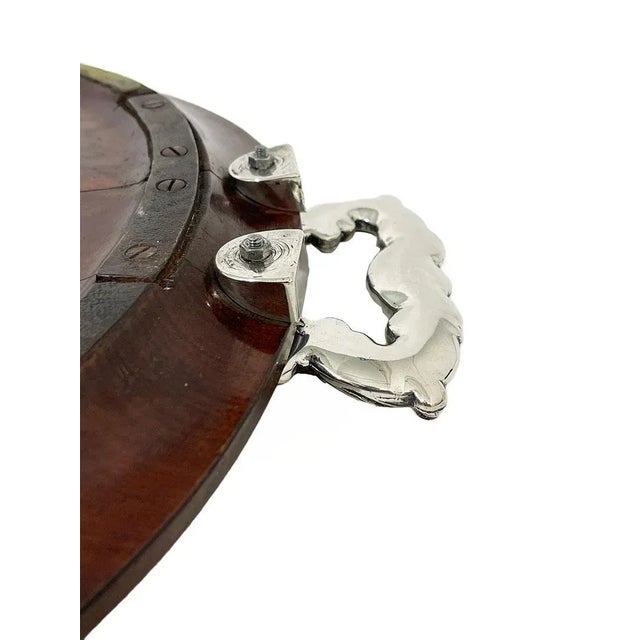 Brown Early 19th Century French Wooden Serving Tray with Rocaille Handles For Sale - Image 8 of 11