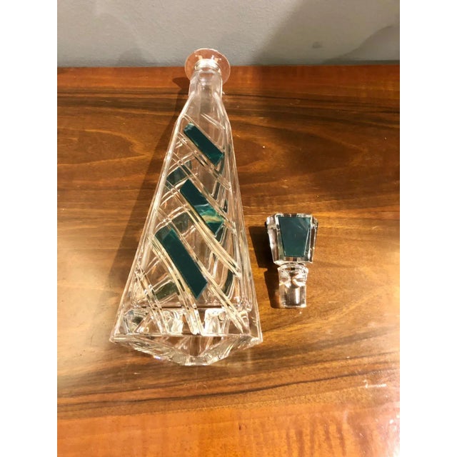 Glass Art Deco Original Crystal Liqueur Bottle, Italy, 1940s For Sale - Image 7 of 10