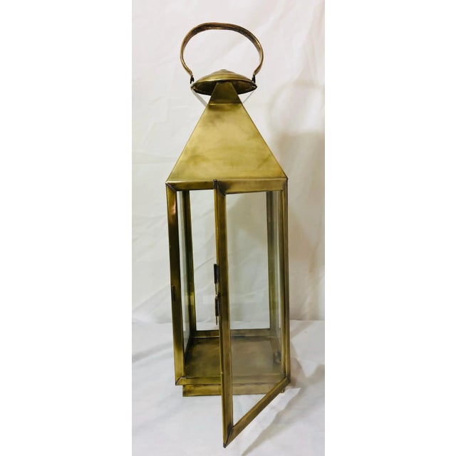 Brass Lantern or Candleholder for Garden or Indoor, a Pair For Sale - Image 9 of 13