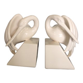 Mid Century Fitz and Floyd Swan Bookends - a Pair For Sale