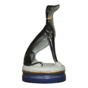 Antique Whippet Dog on a Blue & White Pillow Porcelain Figurine