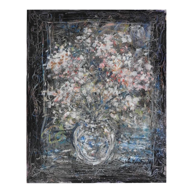 Late 20th Century Impressionist Pink Floral Still Life Painting For Sale