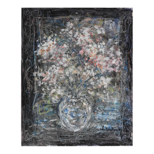 Late 20th Century Impressionist Pink Floral Still Life Painting