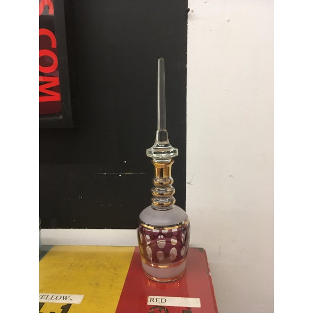 Transparent Etched Glass Decanter With Stopper For Sale - Image 8 of 9