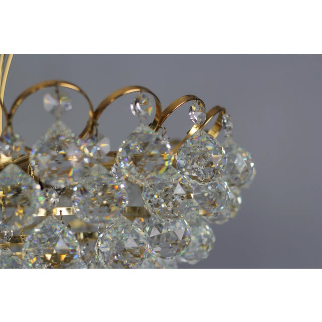 Seven Light Crystal Glass and Gilt Brass Chandelier, Germany, 1970s For Sale - Image 10 of 18