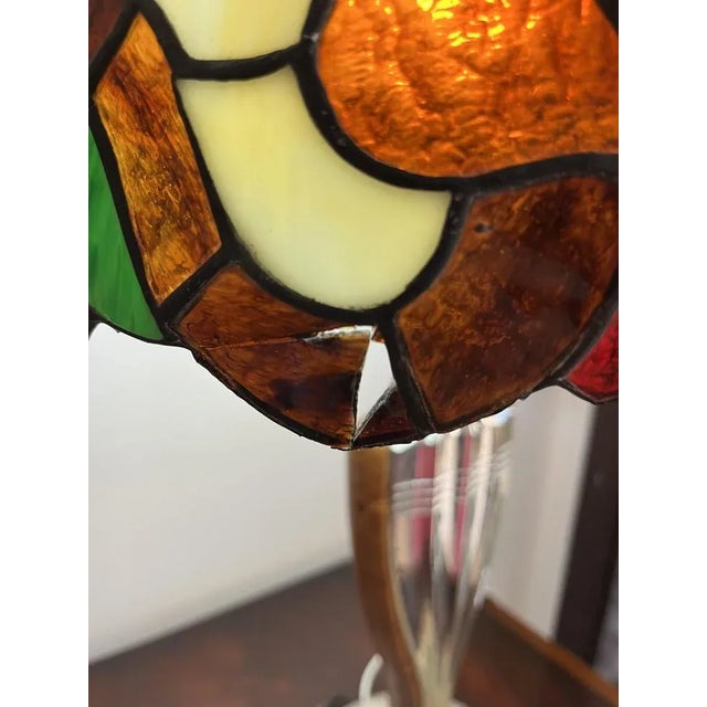 Silver, Root Wood and Cathedral Glass Lamp in the style of Tiffany, Italy, 1989 For Sale - Image 3 of 13