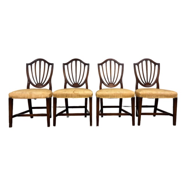 Vintage Duncan Phyfe Hepplewhite Style Shield Back Dining Chairs - Set of 4 For Sale