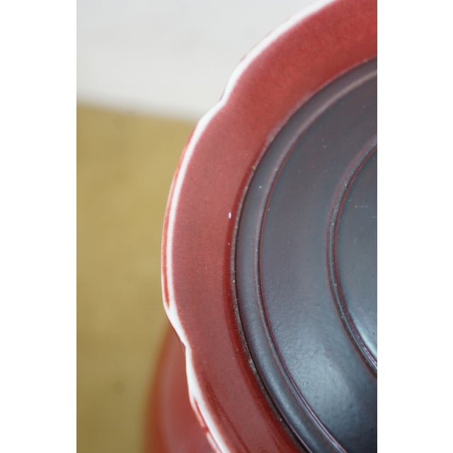 Late 20th Century Chinese Chinoiserie Oxblood Red Porcelain Mantel Vase Urn Table Lamp 34" For Sale - Image 10 of 17