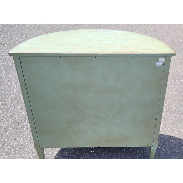 English Vintage Adams Style Demilune Moss Green Credenza For Sale - Image 3 of 11