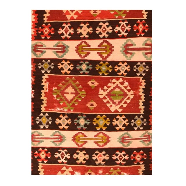 Traditional Vintage Kilim Rug 4' x 7' For Sale - Image 3 of 3