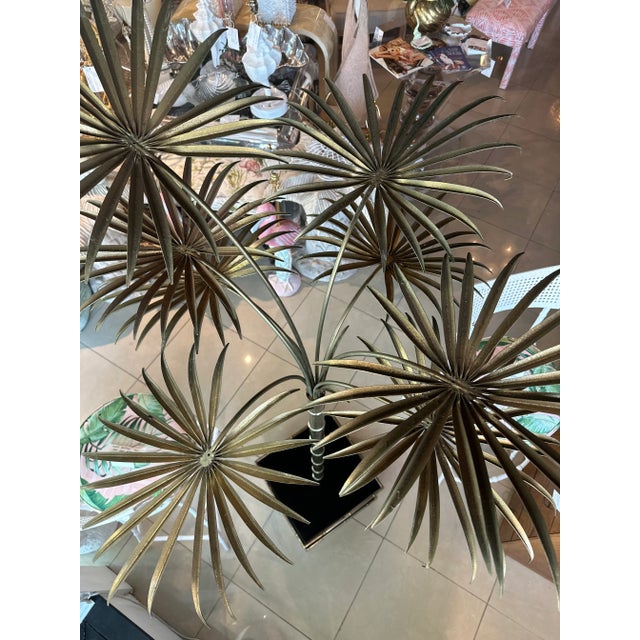 Lovely vintage metal gold brass tole palm tree statue decor piece. Made in Italy by Casa Bique. Size is 81 H x 42 D....