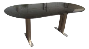 Late 20th Century John Geiger Brushed Steel And Granite Racetrack Table