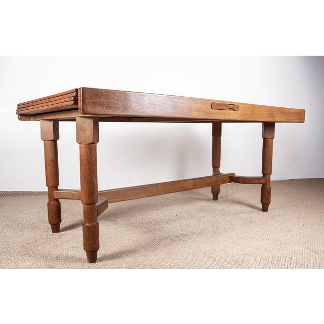 Large Extendable Dining Table in Oak by Guillerme and Chambron for Votre Maison, 1960 For Sale - Image 15 of 18