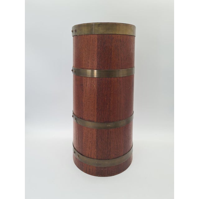 Campanian Wooden Umbrella Stand with Brass Fittings, 1960s For Sale - Image 4 of 12