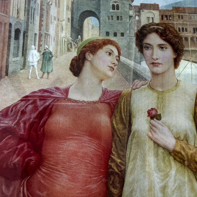 Early 20th Century Early 20th Century “Dante and Beatrice” Color Print After Henry Holiday in Carved Wood Frame For Sale - Image 5 of 12