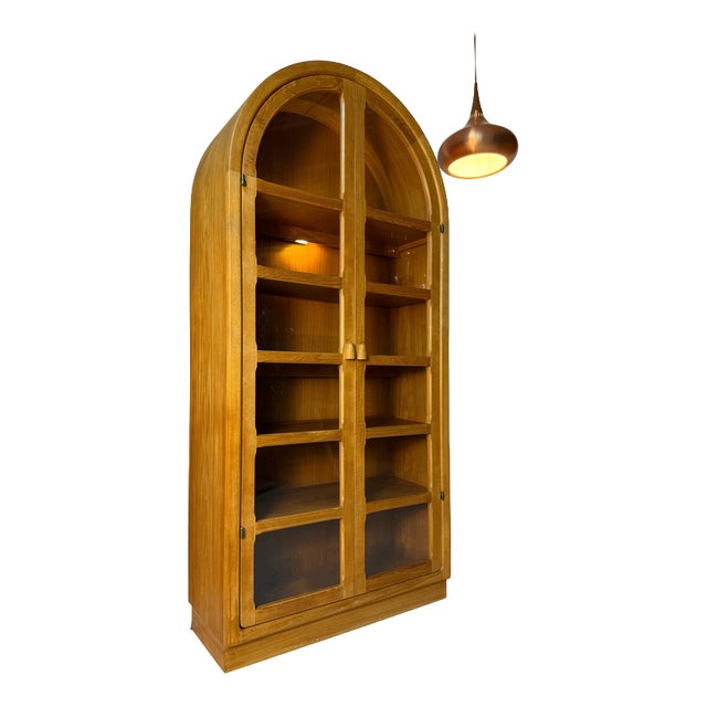 Round Arched Teak Display Case with Lighting from Dyrlund For Sale