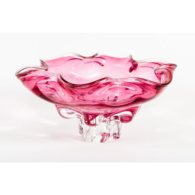 Mid 20th Century Vintage Murano Glass Cranberry Center Piece For Sale - Image 5 of 7
