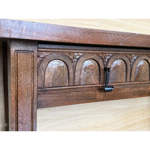 Brown Early 20th Century Spanish Carved Console Table with Fluted Legs For Sale - Image 8 of 18