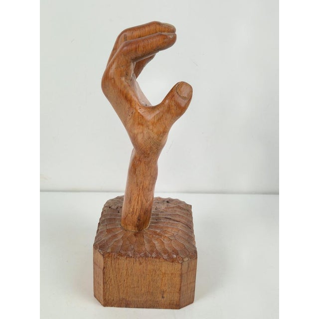 Brutalist Arts and Crafts Sculpture Wooden Hand, 1950s For Sale - Image 6 of 11