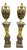 French Burgundy Porcelain Vase Pedestal Set – Gold Leaf & Bronze Pedestal With Romantic Scenes For Sale