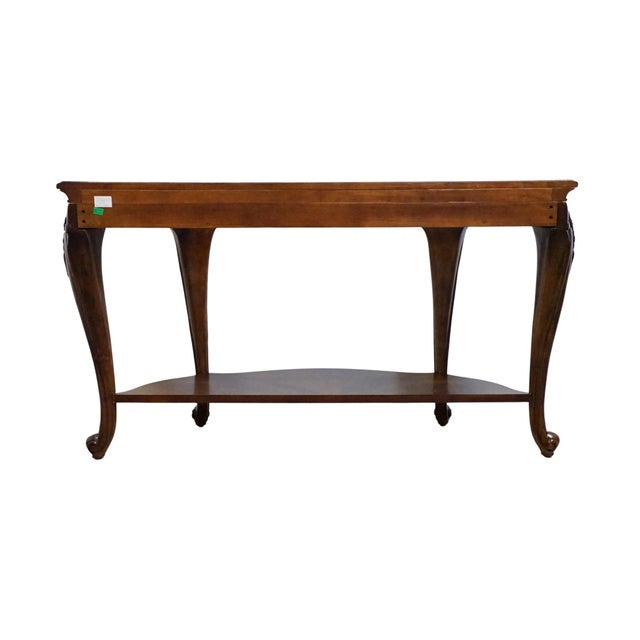 Wood American Drew Bob Mackie Home Classics Traditional Style 60" Demilune Accent Sofa Table W. Glass Top 583-927 For Sale - Image 7 of 9