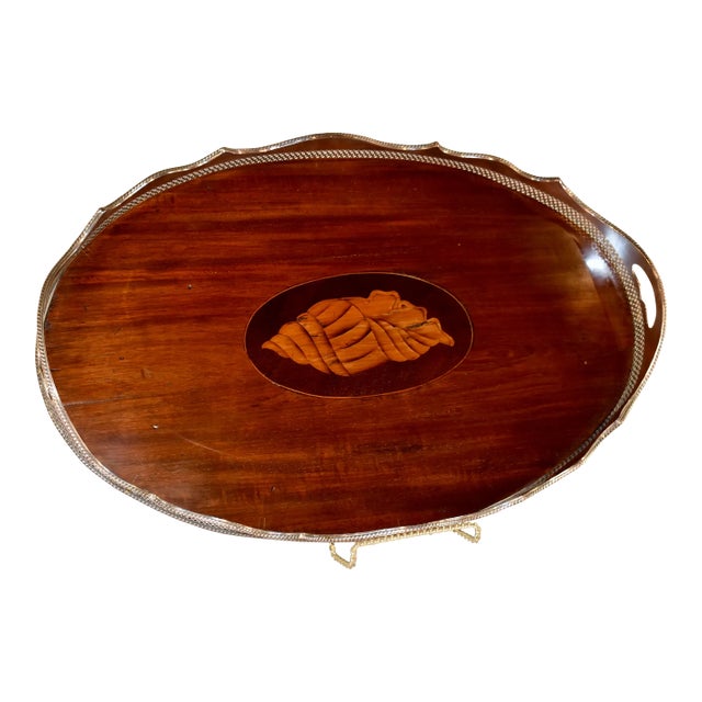 19th Century English Mahogany Serving Tray With Gallery For Sale