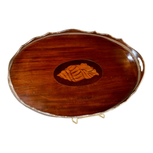 19th Century English Mahogany Serving Tray With Gallery