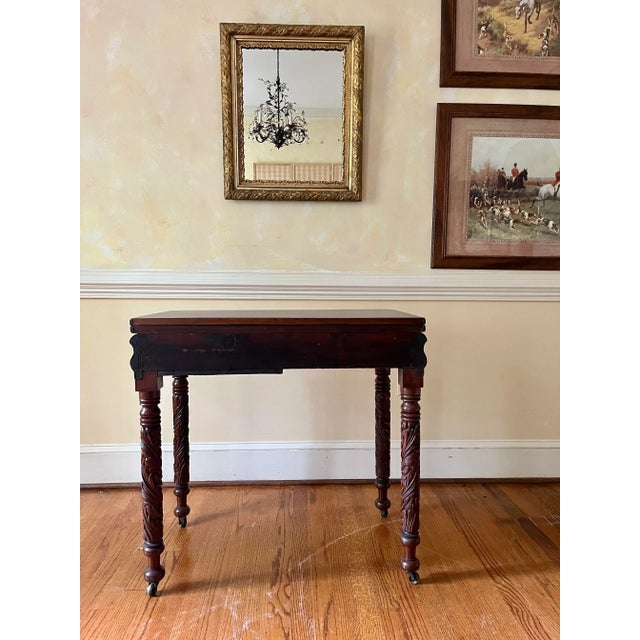 Traditional 19th Century Federal Style Carved Game Table For Sale - Image 3 of 6