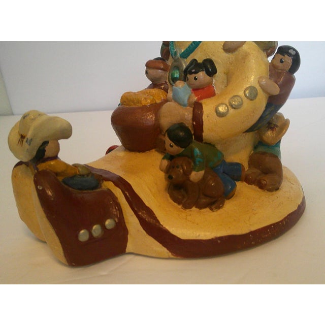 Ceramic Vintage 1988 Cleo Teissedre Navajo Storyteller Southwestern Folk Art 12 Kids Dog Large 6" For Sale - Image 7 of 14