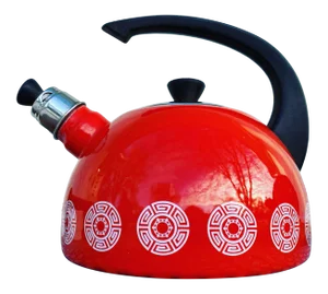Mid Century Modern Red Enamel Teapot