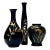 Mid 20th Century Black and Gold Embellished Ceramic Vase Curation - Group of 3 For Sale