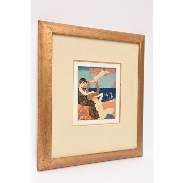 Art Deco Rare Georges Barbier Art Deco Custom Framed Pochoir From the Portfolio " Chansons De Biilitis" For Sale - Image 3 of 9