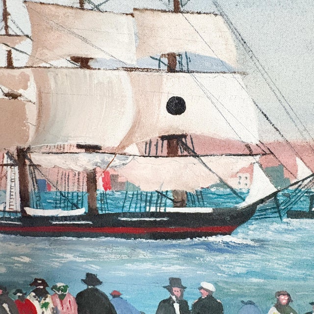 Original Folk Art Harbor Painting by Bk Porter, Signed by Artist 1995 For Sale In Boston - Image 6 of 13