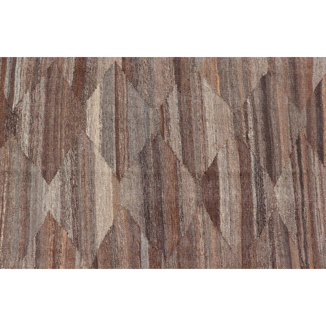 Modern Brown Kilim Rug by Keivan Woven Arts, Hand-Woven Wool, 8'8" X 11'9" For Sale - Image 9 of 12