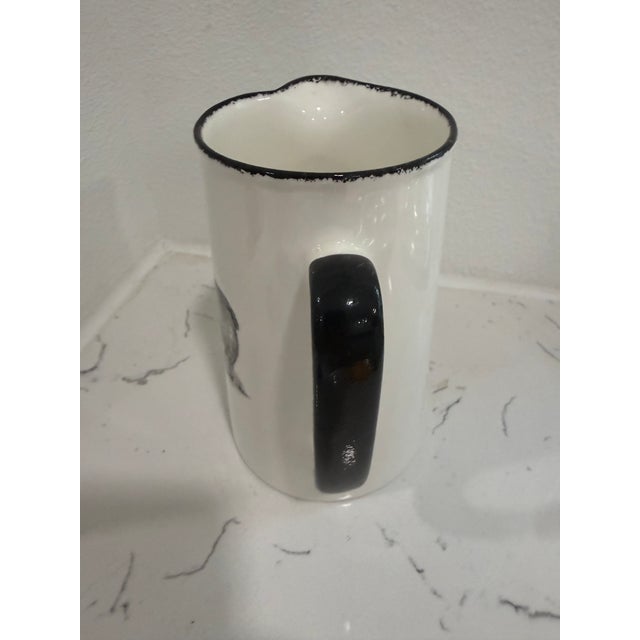 White Vintage White Jug / Pitcher With a Sheep on Both Sides With Black Trim From England For Sale - Image 8 of 9